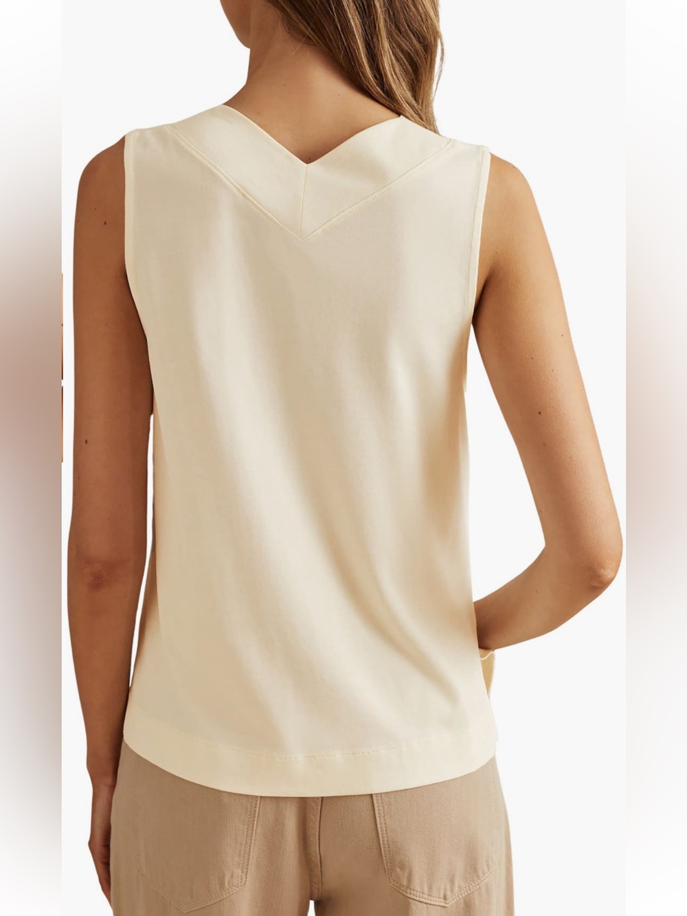 Reiss Mira Sleeveless Top Ivory tank blouse shirt large NWT - Picture 2 of 4